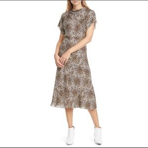 Lewit Drape Neck Midi Dress Leopard Print - size 6